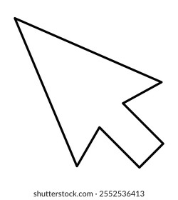 A black and white outline of a mouse cursor arrow, vector mouse cursor arrow