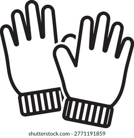 Black and white outline of a pair of gloves with clothing accessory handwear protection illustration winterwear activity isolated background