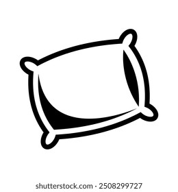 Black and white outline of a pillow, perfect for graphic design projects, home decor themes, or bedding advertisements. Versatile and modern.