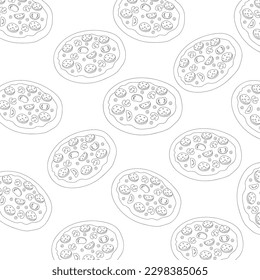 Borde de pizzería en blanco y negro Fondo vectorial