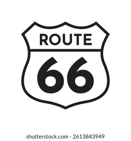 Black and white outline of Route 66 sign