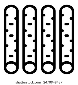 Black and white outline test tubes vector icon for laboratory science experiments illustration