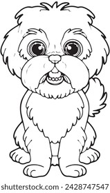 black and white outline transparent dog drawing coloring book for kids