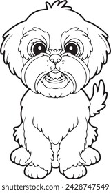 black and white outline transparent dog drawing coloring book for kids