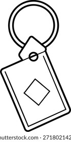 Ilustración vectorial de contorno en blanco y negro de un llavero. Ideal para branding, Sitios web gráficos, contenido de redes sociales o publicidad relacionada con llaves, seguridad o accesorios. Diseño limpio y sencillo.