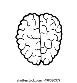 Black and white outline vector illustration line art - Human brain drawing
