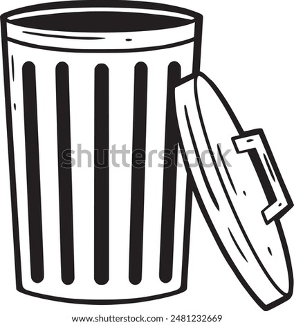 A black and white outline vector of a trash can.