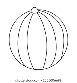 Black and white outline whole  watermelon. Lineart style watermelon
