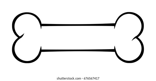 Black And White Outlined Dog Bone Cartoon Drawing Simple Design. Vector Illustration Isolated On White Background