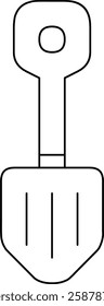 Black and white outlined key icon, symbolizing security, access, and functionality. Useful for concepts like technology, safety, and keys.