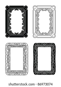 black and white and outlined picture frames