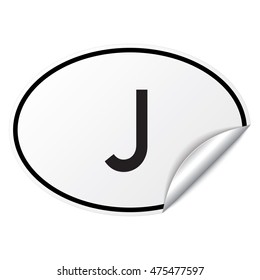Black and white oval country code car sticker from Japan - J