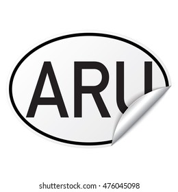 Black and white oval country code car sticker from Aruba - ARU