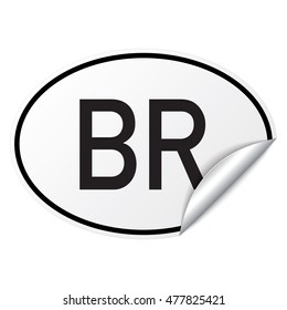 Black and white oval country code car sticker from Brazil - BR