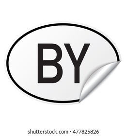 Black and white oval country code car sticker from Belarus - BY