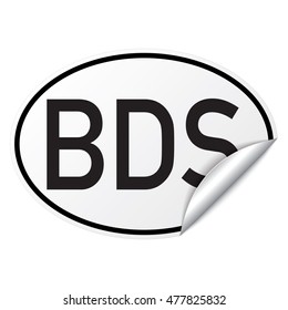 Black and white oval country code car sticker from Barbados - BDS