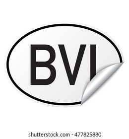 Black and white oval country code car sticker from British Virgin Islands - BVI