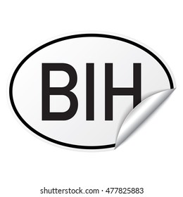 Black and white oval country code car sticker from Bosnia and Herzegovina - BIH