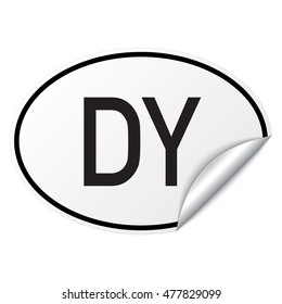 Black and white oval country code car sticker from Benin - DY
