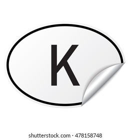 Black and white oval country code car sticker from Cambodia - K