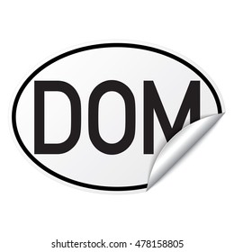 Black and white oval country code car sticker from Dominican Republic - DOM