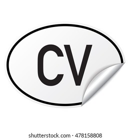 Black and white oval country code car sticker from Cape Verde - CV