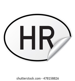 Black and white oval country code car sticker from Croatia - HR