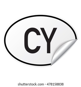 Black and white oval country code car sticker from Cyprus - CY
