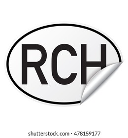 Black and white oval country code car sticker from Chile - RCH