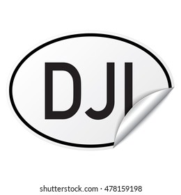 Black and white oval country code car sticker from Djibouti - DJI
