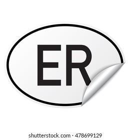 Black and white oval country code car sticker from Eritrea - ER