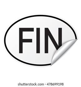 Black and white oval country code car sticker from Finland - FIN