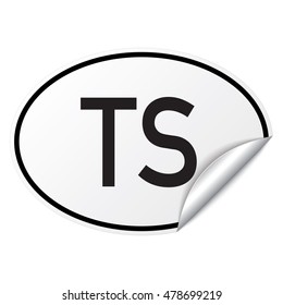 Black and white oval country code car sticker from Free Territory of Trieste - TS