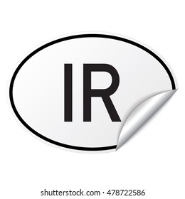 Black and white oval country code car sticker from Iran - IR