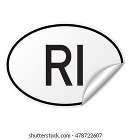 Black and white oval country code car sticker from Indonesia - RI