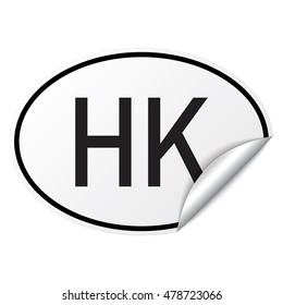 Black and white oval country code car sticker from Hong Kong - HK