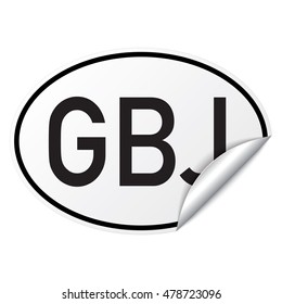 Black and white oval country code car sticker from Jersey - GBJ