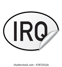 Black and white oval country code car sticker from Iraq - IRQ