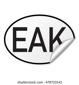 Black and white oval country code car sticker from Kenya - EAK