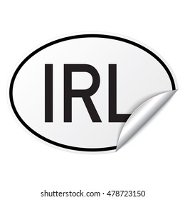 Black and white oval country code car sticker from Ireland - IRL