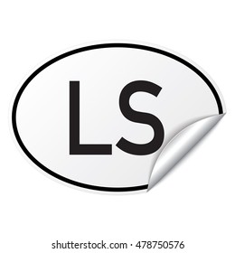 Black and white oval country code car sticker from Lesotho - LS