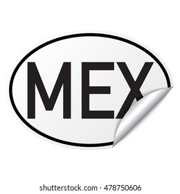 Black and white oval country code car sticker from Mexico - MEX