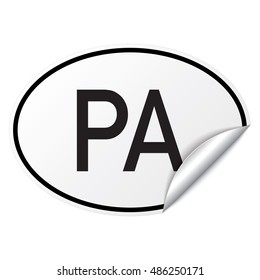 Black and white oval country code car sticker from Panama - PA