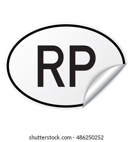 Black and white oval country code car sticker from Philippines - RP