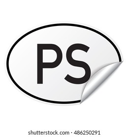 Black and white oval country code car sticker from Palestine - PS