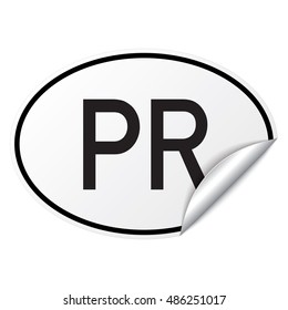 Black and white oval country code car sticker from Puerto Rico - PR