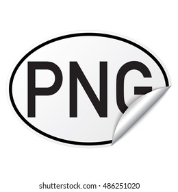 Black and white oval country code car sticker from Papua New Guinea - PNG