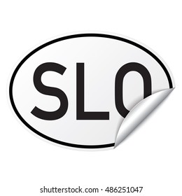 Black and white oval country code car sticker from Slovenia - SLO