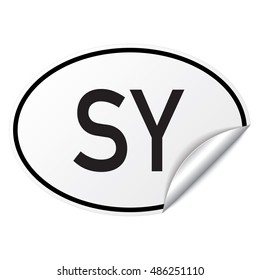 Black And White Oval Country Code Car Sticker From Seychelles - SY