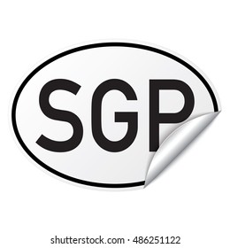 Black and white oval country code car sticker from Singapore - SGP